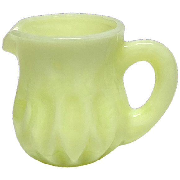 Mini Cream Vaseline Boyd Glass Pitcher Toothpick Holder 2000 Lemon Splash GLOWS - Picture 5 of 15